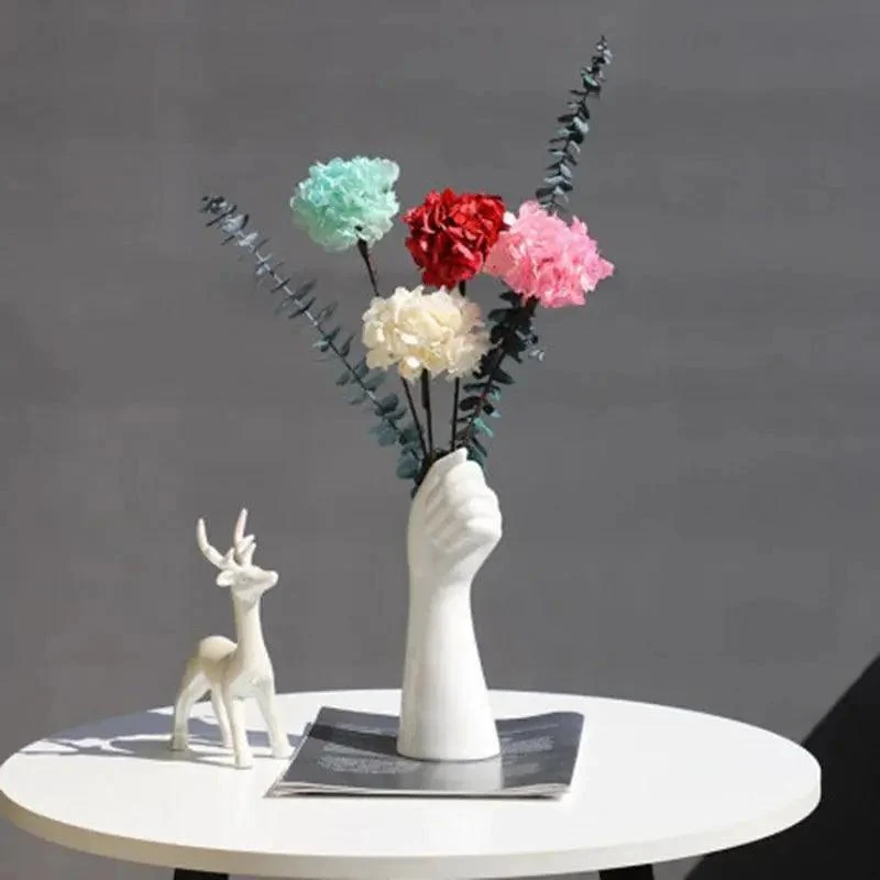Skanto Keramik weiße Handvase – Porzellan-Tischvase für Home Office Dekor & Blumenarrangement