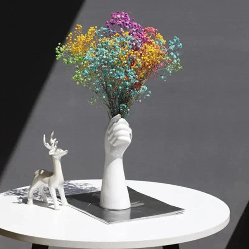 Skanto Keramik weiße Handvase – Porzellan-Tischvase für Home Office Dekor & Blumenarrangement