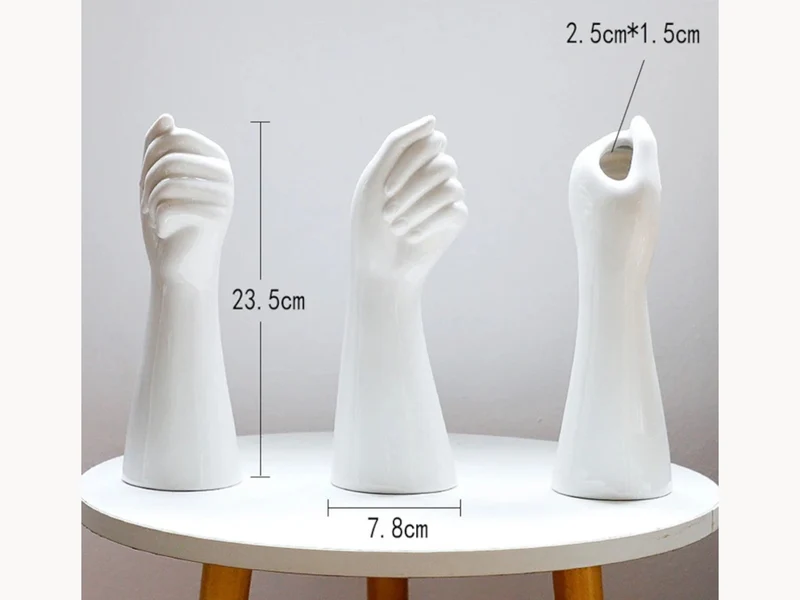 Skanto Keramik weiße Handvase – Porzellan-Tischvase für Home Office Dekor & Blumenarrangement