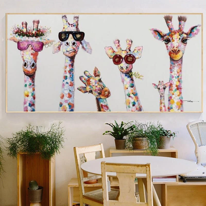 Cartoon-Giraffe – Leinwand-Wandbild | Skanto