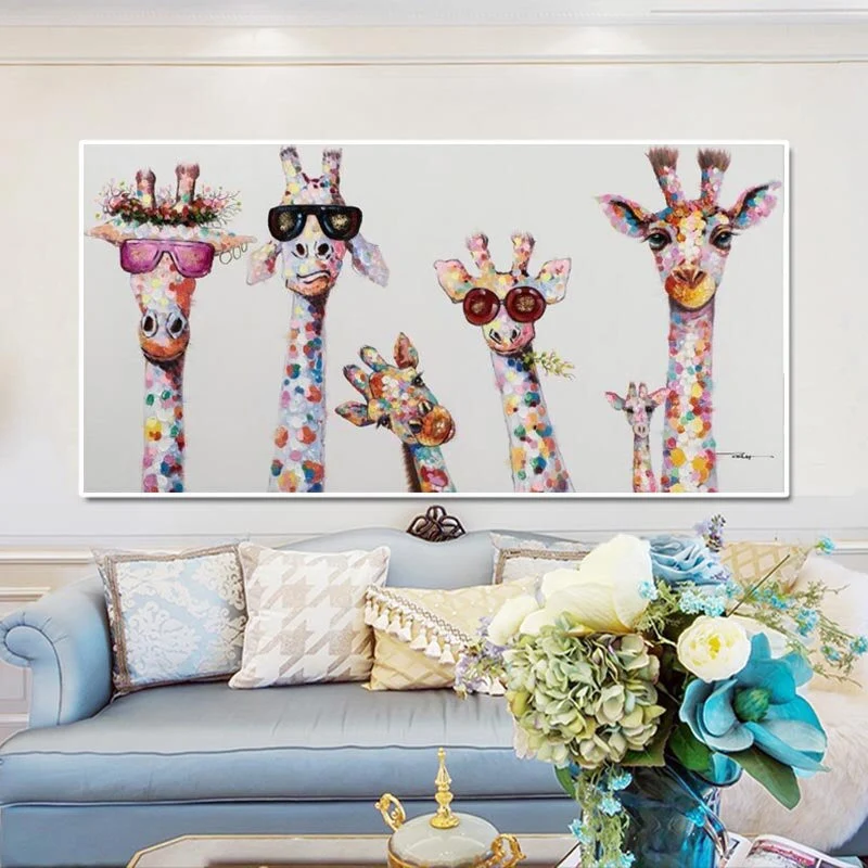 Cartoon-Giraffe – Leinwand-Wandbild | Skanto