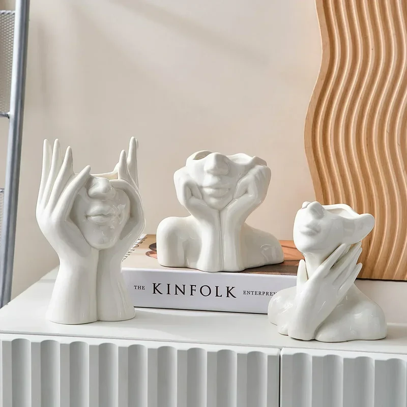 „Einzigartige und moderne Keramikvase, dekorativer Blumentopf für Wohnzimmer und Büro“ | Skanto