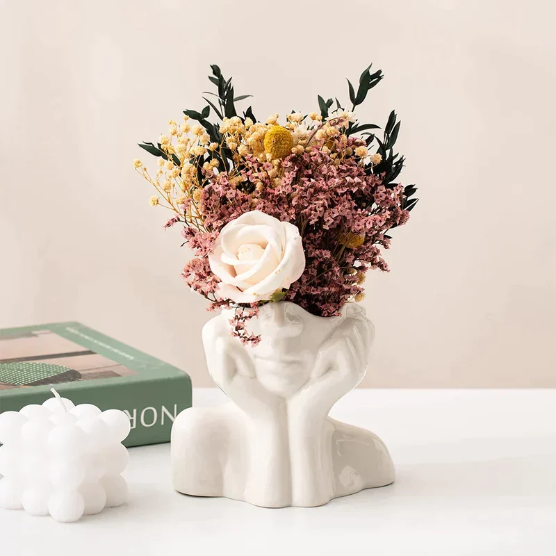 „Einzigartige und moderne Keramikvase, dekorativer Blumentopf für Wohnzimmer und Büro“ | Skanto