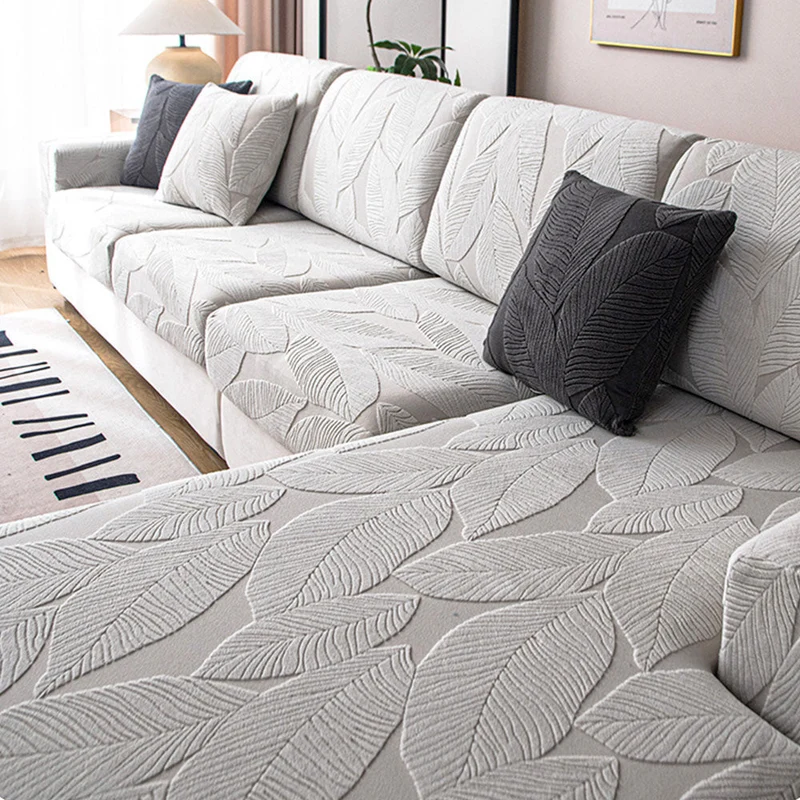 Skanto | Moderner Blatt-Jacquard wasserdichter, kratzfester Stretch-Sofabezug mit voller Abdeckung