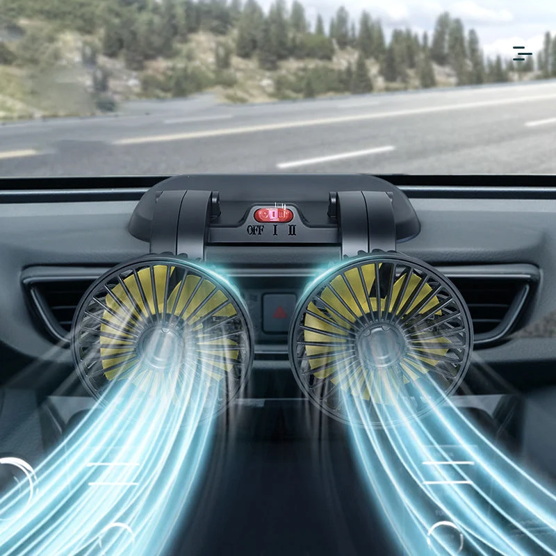 Mini-Schwenkventilator mit Doppelkopf für das Auto | Skanto