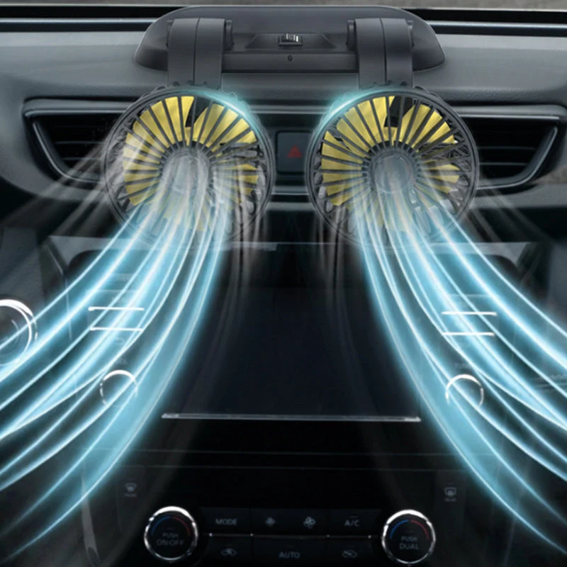 Mini-Schwenkventilator mit Doppelkopf für das Auto | Skanto