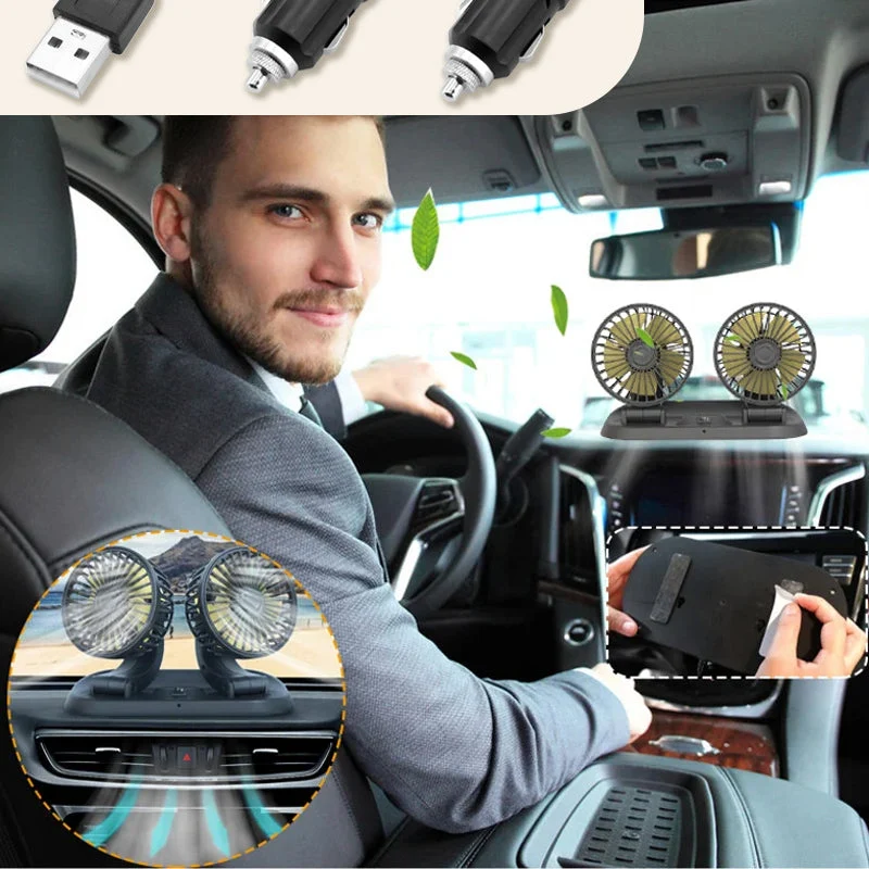 Mini-Schwenkventilator mit Doppelkopf für das Auto | Skanto