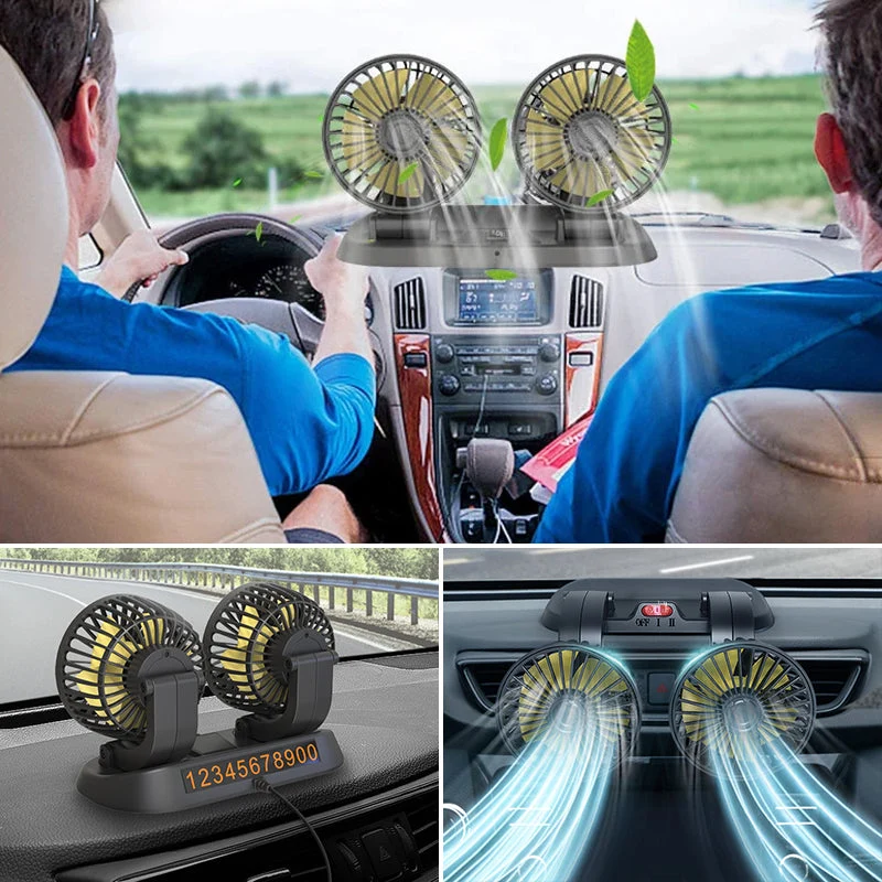 Mini-Schwenkventilator mit Doppelkopf für das Auto | Skanto