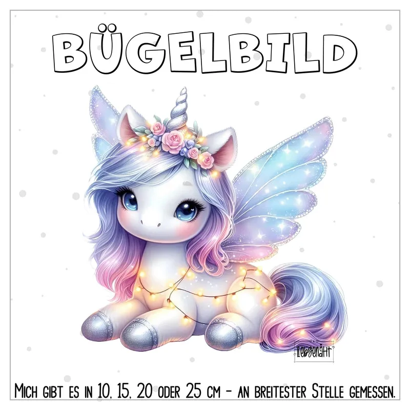 VORBESTELLUNG | BÜGELBILD | EINHORN MIT LICHTERKETTE 3