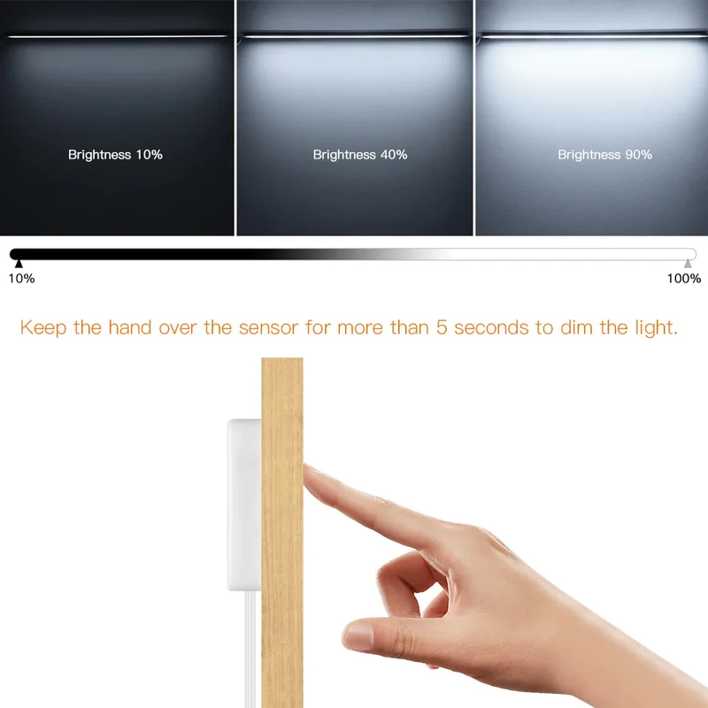 Bewegungssensor LED-Licht Kabellose Lichtleiste aus Holz und Aluminium | Skanto