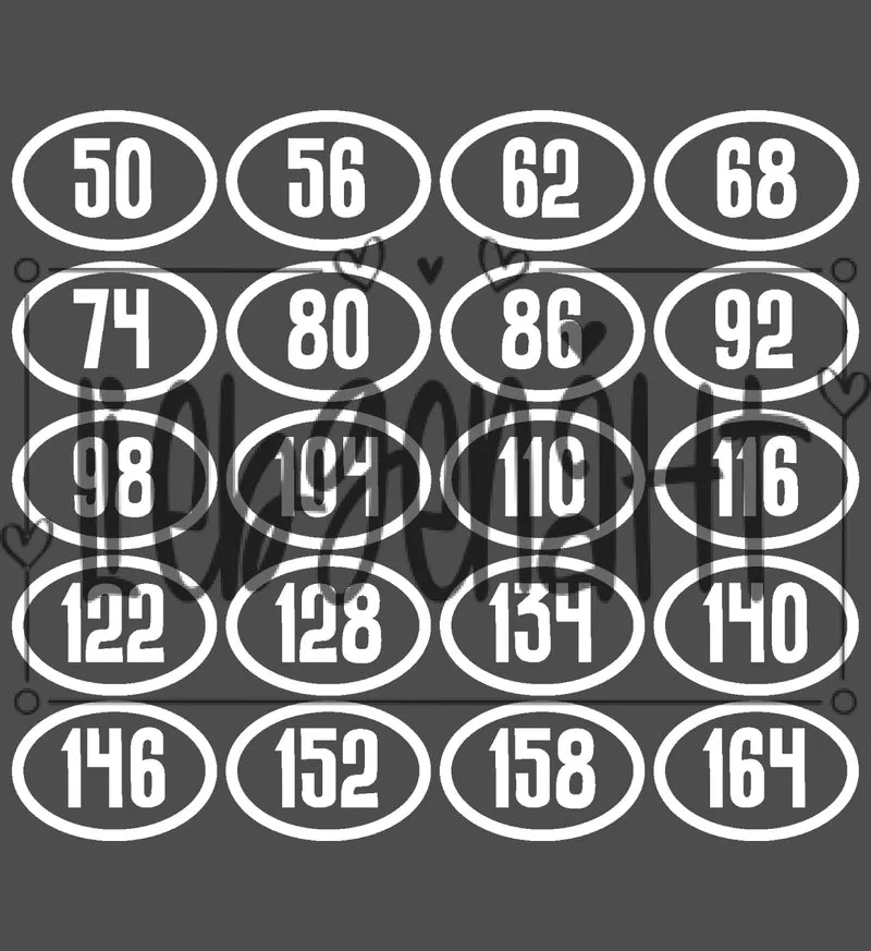 VORBESTELLUNG! Größenlabels - Normal Weiß - Gr. 50 bis 164