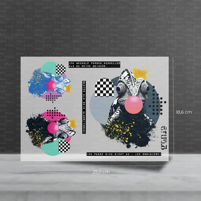 Bügelbild Set – Pop Art Chameleon | Statement Set