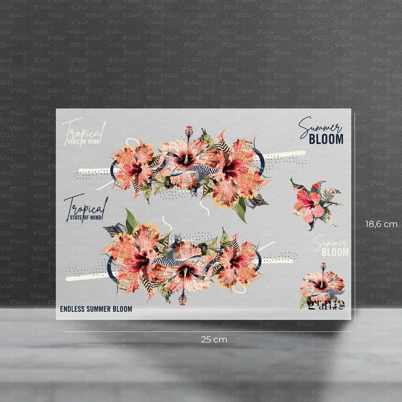 Bügelbild Set – Hibiskus Borten