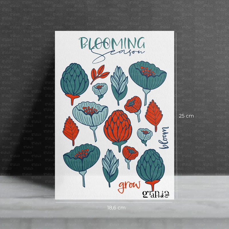 Bügelbild SET Blooming Season Rot