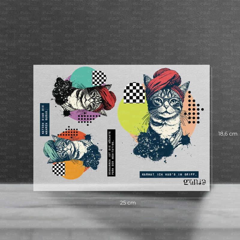 Bügelbild Set – Pop Art Guru Cat | Statement Set