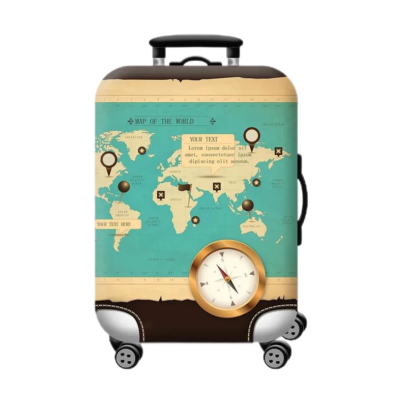 Unisex Hartschalen-Kabinentrolley mit Vintage-Reiseillustration, 360°-Drehrädern und Teleskopgriff Skanto