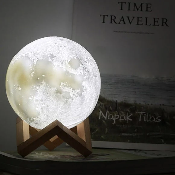Skanto | Kreative Mini Wiederaufladbare 3D Gedruckte Mond 1-Licht LED Tischlampe