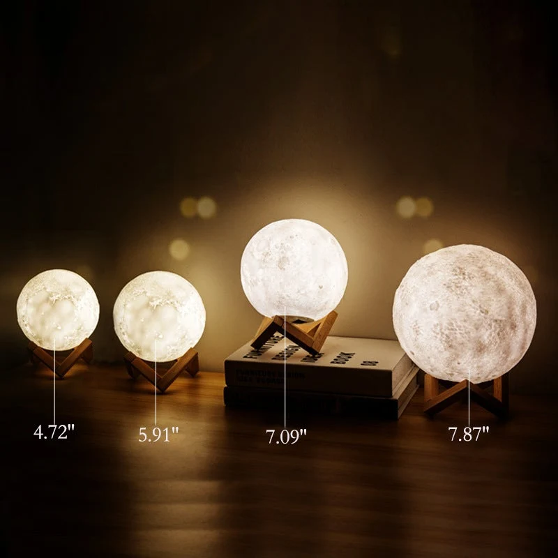 Skanto | Kreative Mini Wiederaufladbare 3D Gedruckte Mond 1-Licht LED Tischlampe