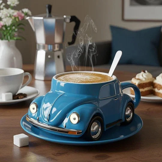 RetroAuto Keramikbecher – Einzigartiges 3D-Design für Kaffee und Tee | Skanto