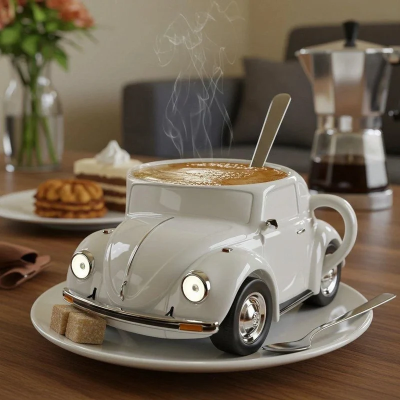 RetroAuto Keramikbecher – Einzigartiges 3D-Design für Kaffee und Tee | Skanto