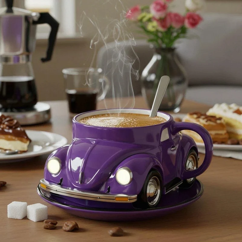 RetroAuto Keramikbecher – Einzigartiges 3D-Design für Kaffee und Tee | Skanto