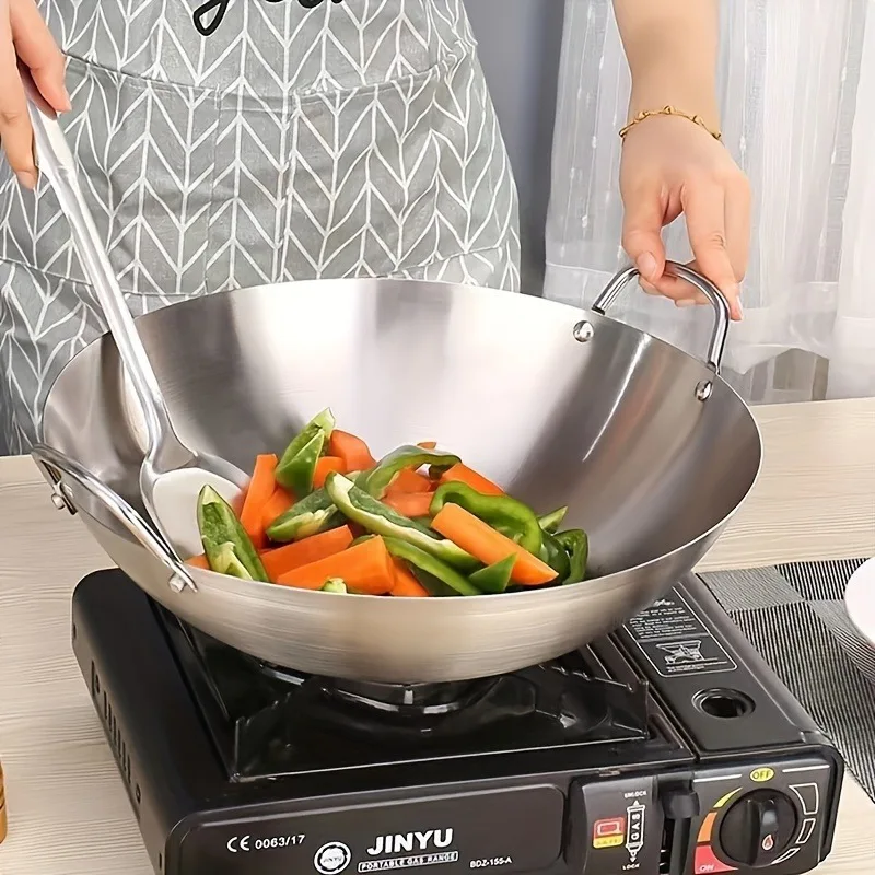 ChefMaster – Großer Edelstahl-Wok mit Doppelgriff Skanto