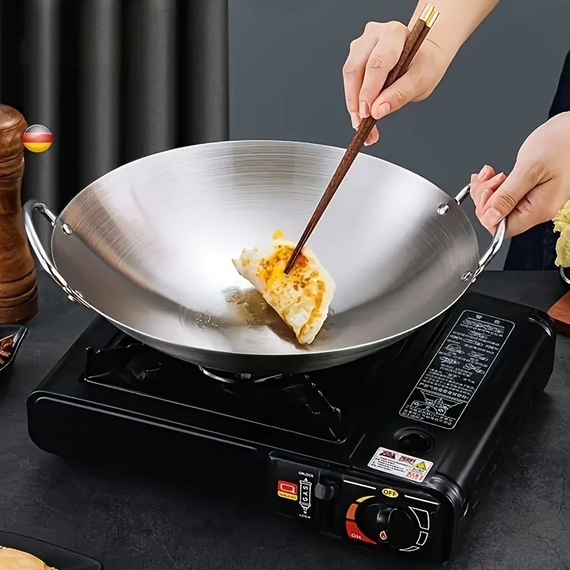 ChefMaster – Großer Edelstahl-Wok mit Doppelgriff Skanto
