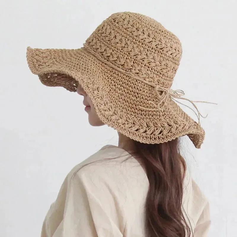 Damen Sonnenhut – Leichter Retro-Stroh-Strandhut | Ideal für Sommer und Urlaub | Skanto