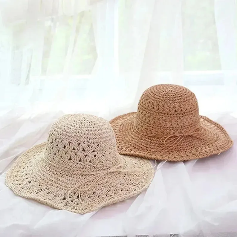 Damen Sonnenhut – Leichter Retro-Stroh-Strandhut | Ideal für Sommer und Urlaub | Skanto