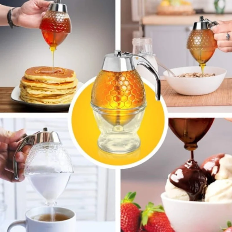 Tropffreier Honigspender mit Waben-Design – 200 ml Kunststoff | Skanto
