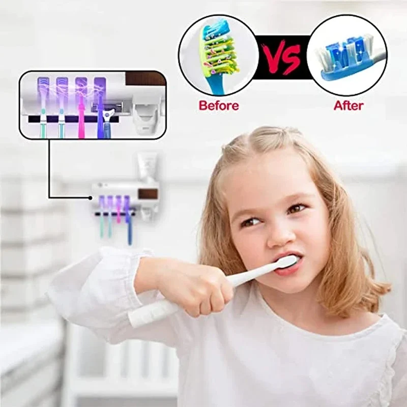 Smarter UV-Licht-Sterilisator-Zahnbürstenhalter, Wandmontierter Zahnpastaspender | Skanto