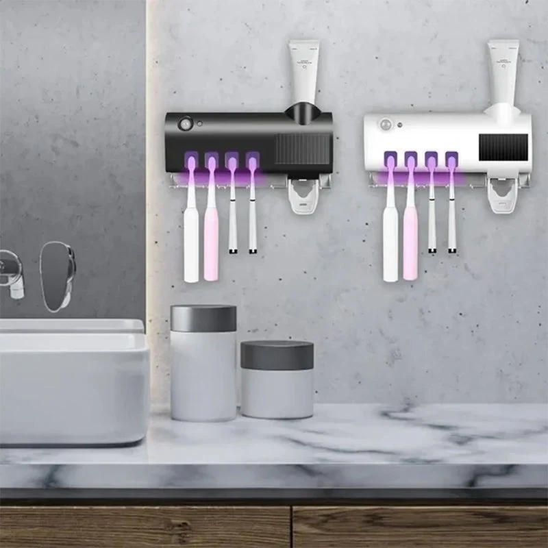 Smarter UV-Licht-Sterilisator-Zahnbürstenhalter, Wandmontierter Zahnpastaspender | Skanto