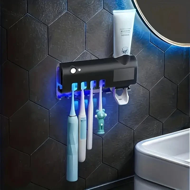 Smarter UV-Licht-Sterilisator-Zahnbürstenhalter, Wandmontierter Zahnpastaspender | Skanto